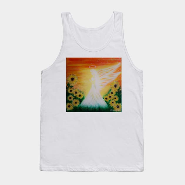 Angel in the sunflower field Tank Top by SisiArtist